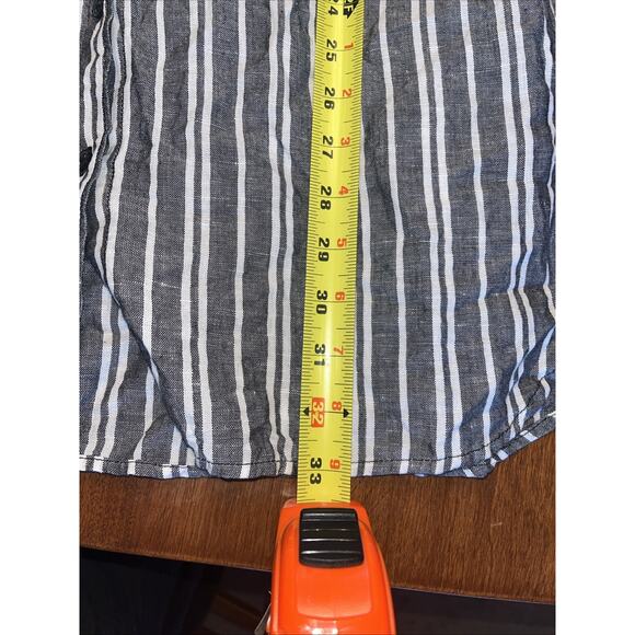 Banana Republic Women Dress 8 P Gray Striped Linen Cotton Short Sleeve - Picture 6 of 6